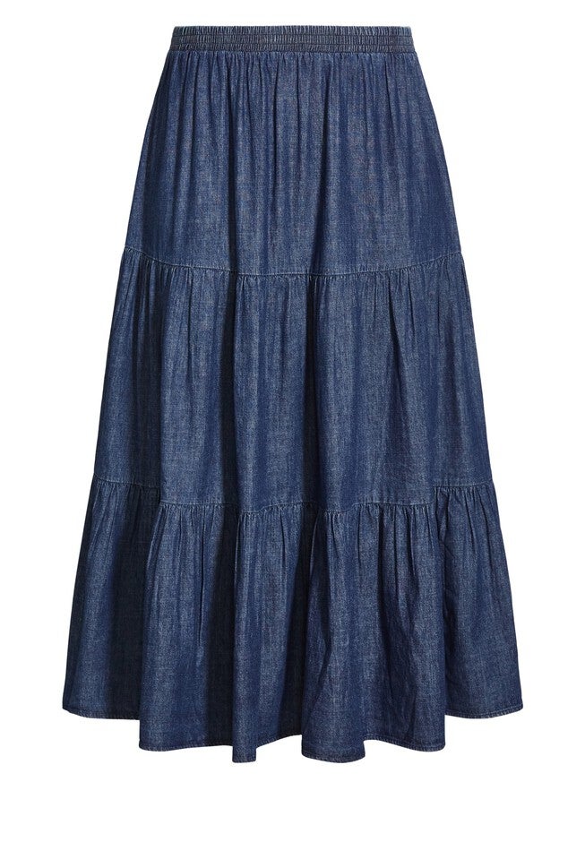 Denim Tier Skirt - dark denim, BLUE, alternate image number 2