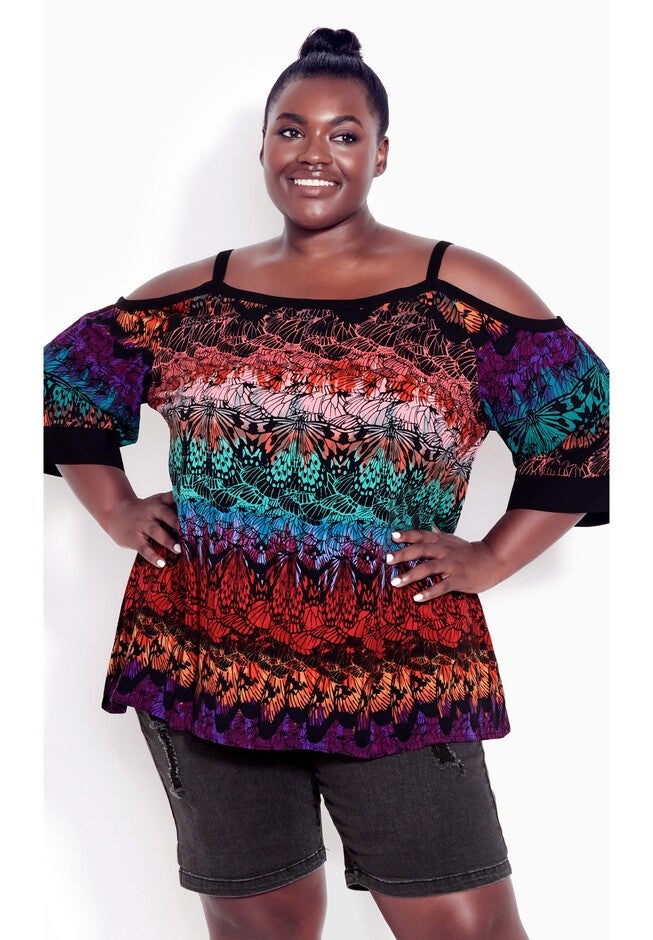 Daisy Cold Shoulder Print Top, METAMORPHOSIS, alternate image number null