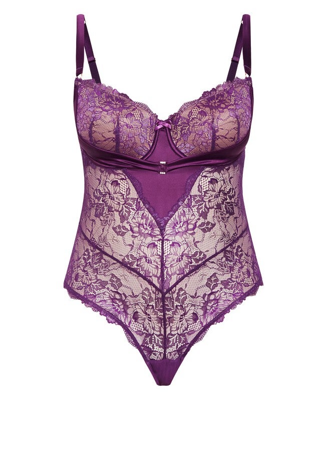 Renay Underwire Lace Bodysuit - imperial purple, PURPLE, alternate image number 3