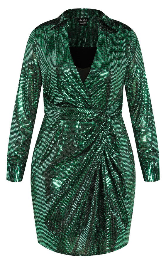 Sequin Glow Dress - emerald, GREEN, alternate image number null