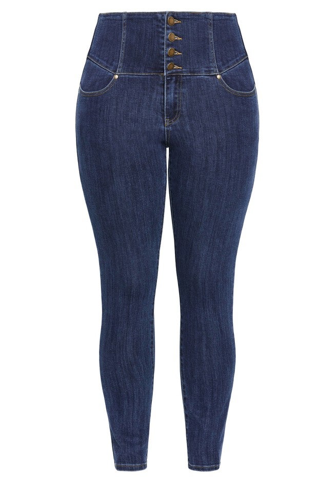 Harley Grace Corset Jean - dark denim, BLUE, alternate image number null