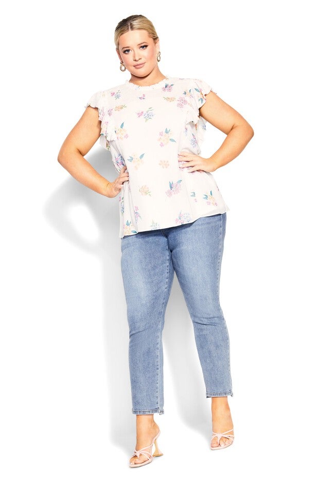 Bella Print Top - ivory, WHITE, alternate image number null