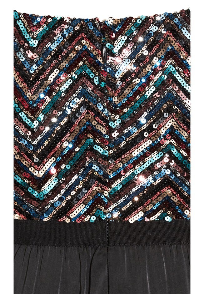 Sequin Bodice Dress - multi, BLACK, alternate image number 4