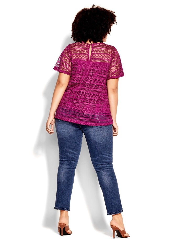 Serenity Short Sleeve Top - cerise, PINK, alternate image number 2