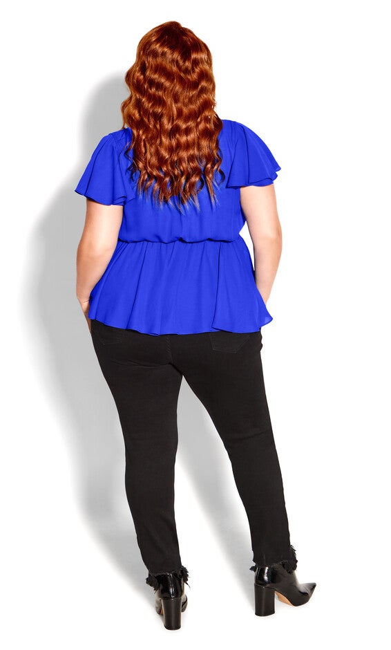 Wrap Frills Top - cobalt, BLUE, alternate image number null