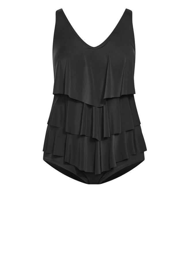 Pia V-Tiered 1 Piece, BLACK, alternate image number 2
