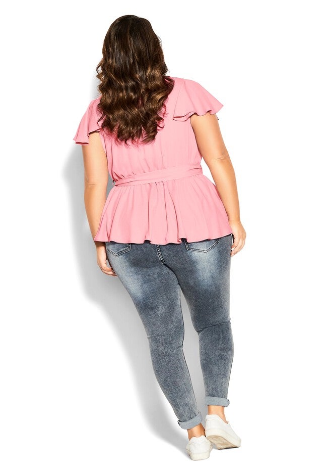 Wrap Frills Top - rose, PINK, alternate image number 3