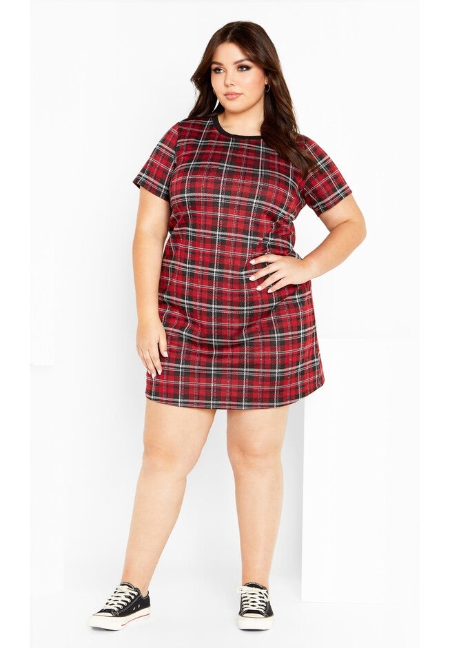 Check Love Shift Silhouette Mini Dress - red, RED, on-hover image number 1