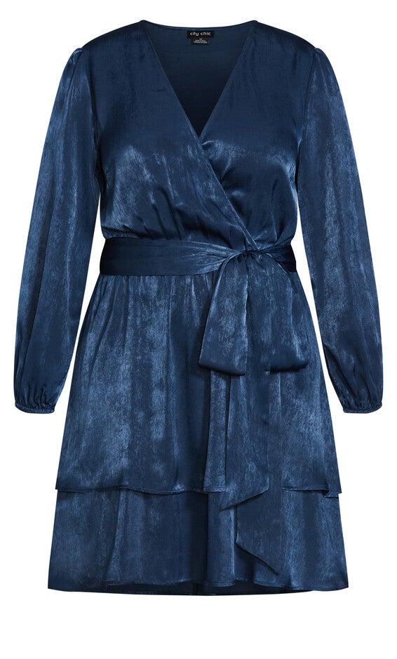 Twisted Ruffle Dress - navy, BLUE, alternate image number null