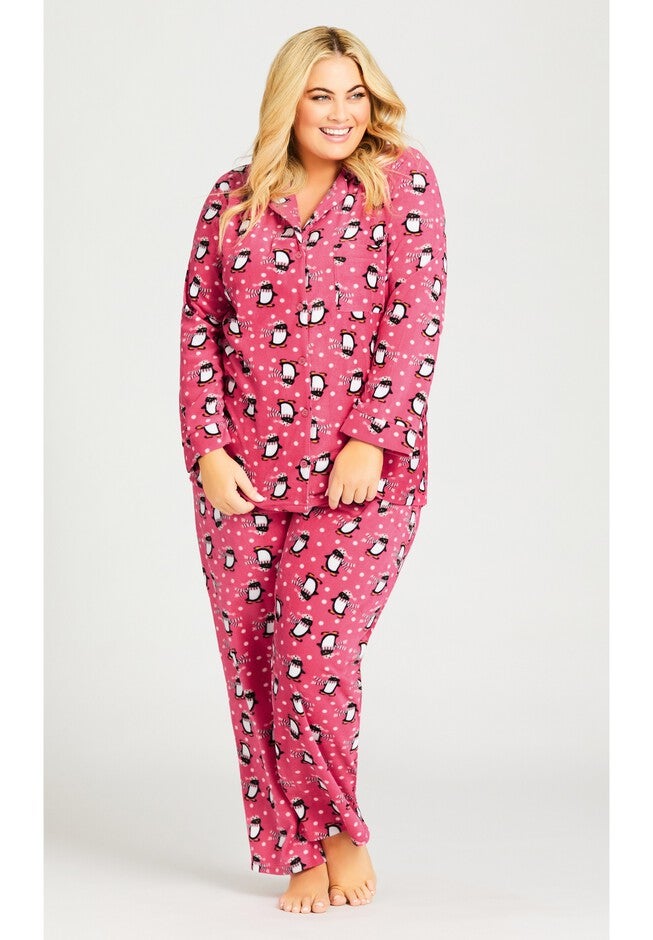 Penguin Button Fleece Sleep Top, PENGUIN PRINT, alternate image number null