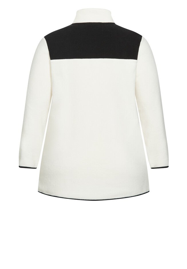 Polar Fleece Color Block Pull Over, IVORY BLACK, alternate image number 7