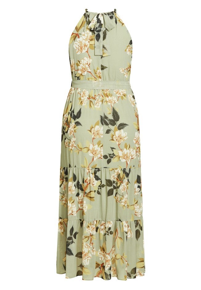 Halter Love Print Maxi Dress - sage, GREEN, alternate image number 2