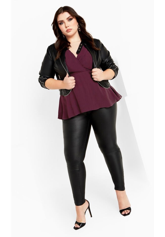 Elegant Wrap Top - spiced plum, RED, alternate image number 2