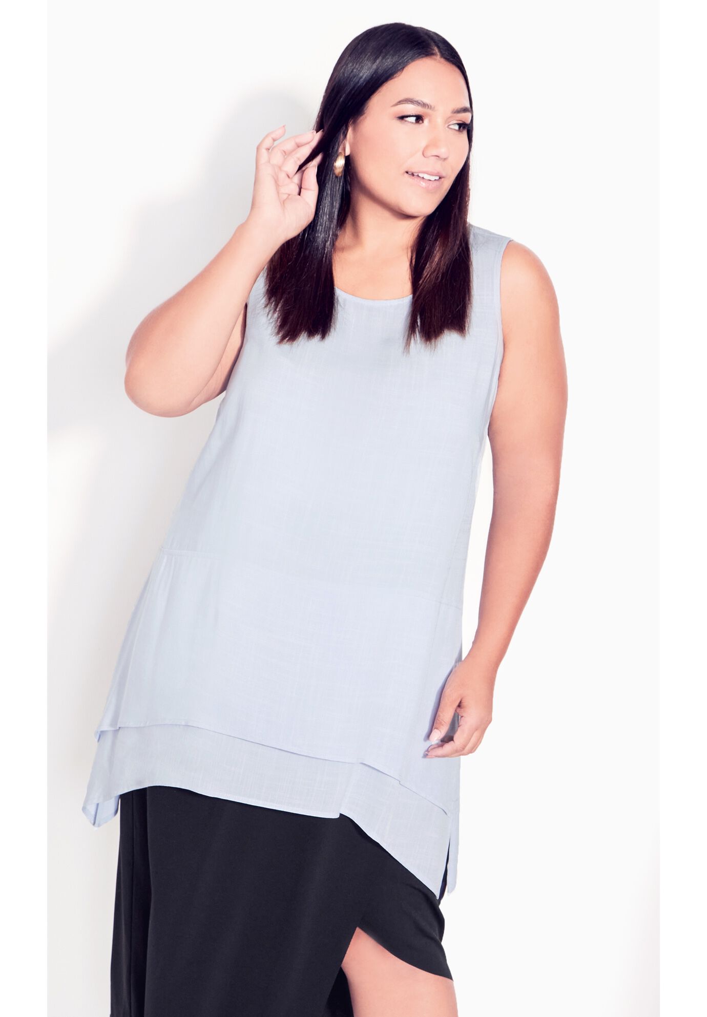 Selena Layered Tunic, CHAMBRAY BLUE, alternate image number 3