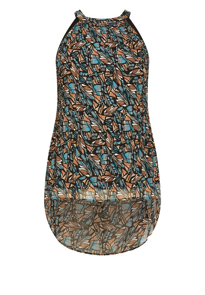 Halter Pleat Print Top - multi, GREEN, alternate image number null