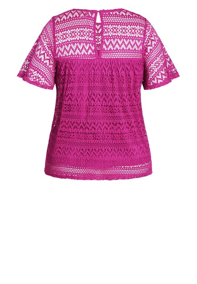 Serenity Short Sleeve Top - cerise, PINK, alternate image number 4