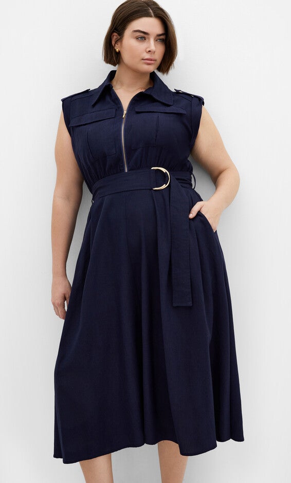 Utility Midi Dress - navy, BLUE, alternate image number null