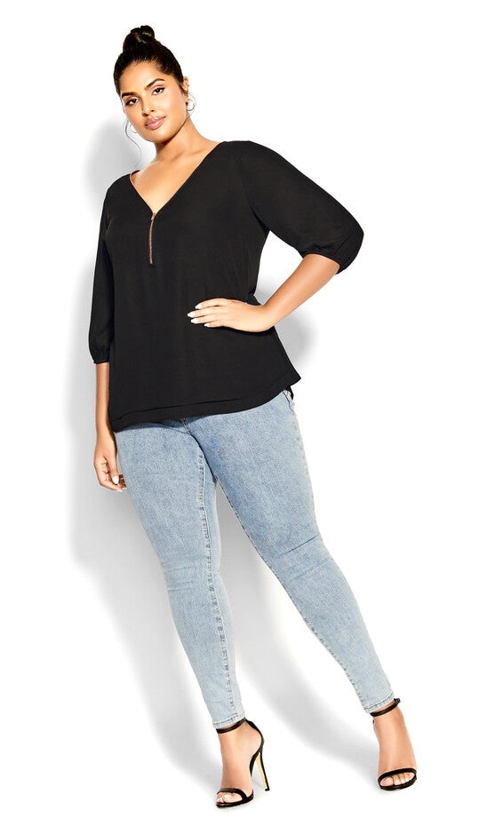 Sexy Fling Elbow Sleeve Top - black, BLACK, alternate image number null