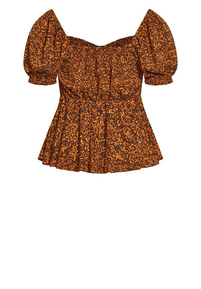 Quirky Print Top - tangerine, ORANGE, alternate image number null
