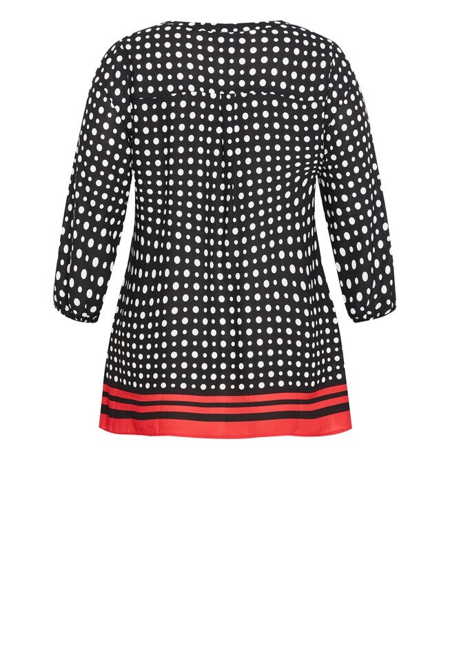 Malia Zip Border Top, BLACK RED, alternate image number null