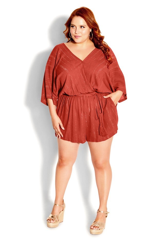 Metallic Romper - bronze, BROWN, hi-res image number 0