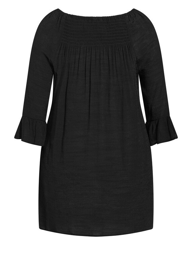 Flutter 3/4 Sleeve Top, BLACK, alternate image number 4