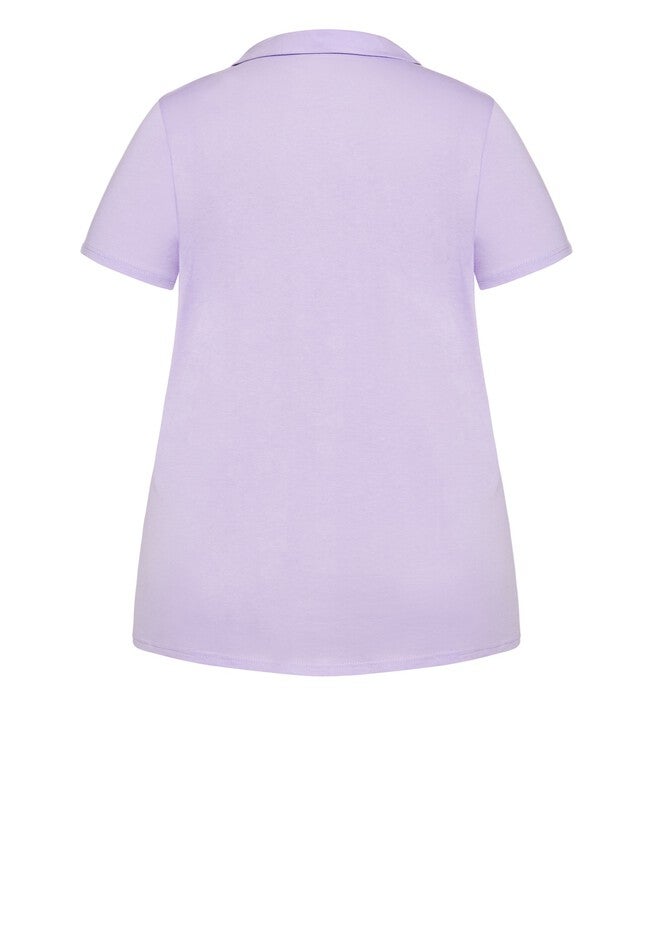 Button Short Sleeve Sleep Top, LAVENDAR, alternate image number null