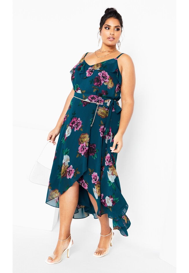Michaela Print Skirt - teal, GREEN, on-hover image number null