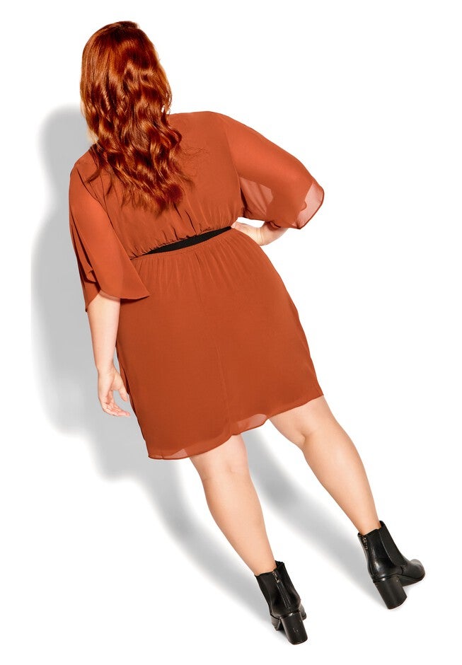 Color Wrap Dress - ginger, ORANGE, alternate image number 4