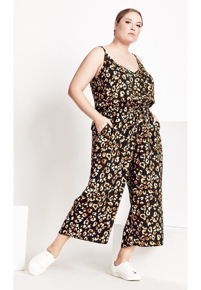Safari Print Jumpsuit - black, BLACK, hi-res image number 0