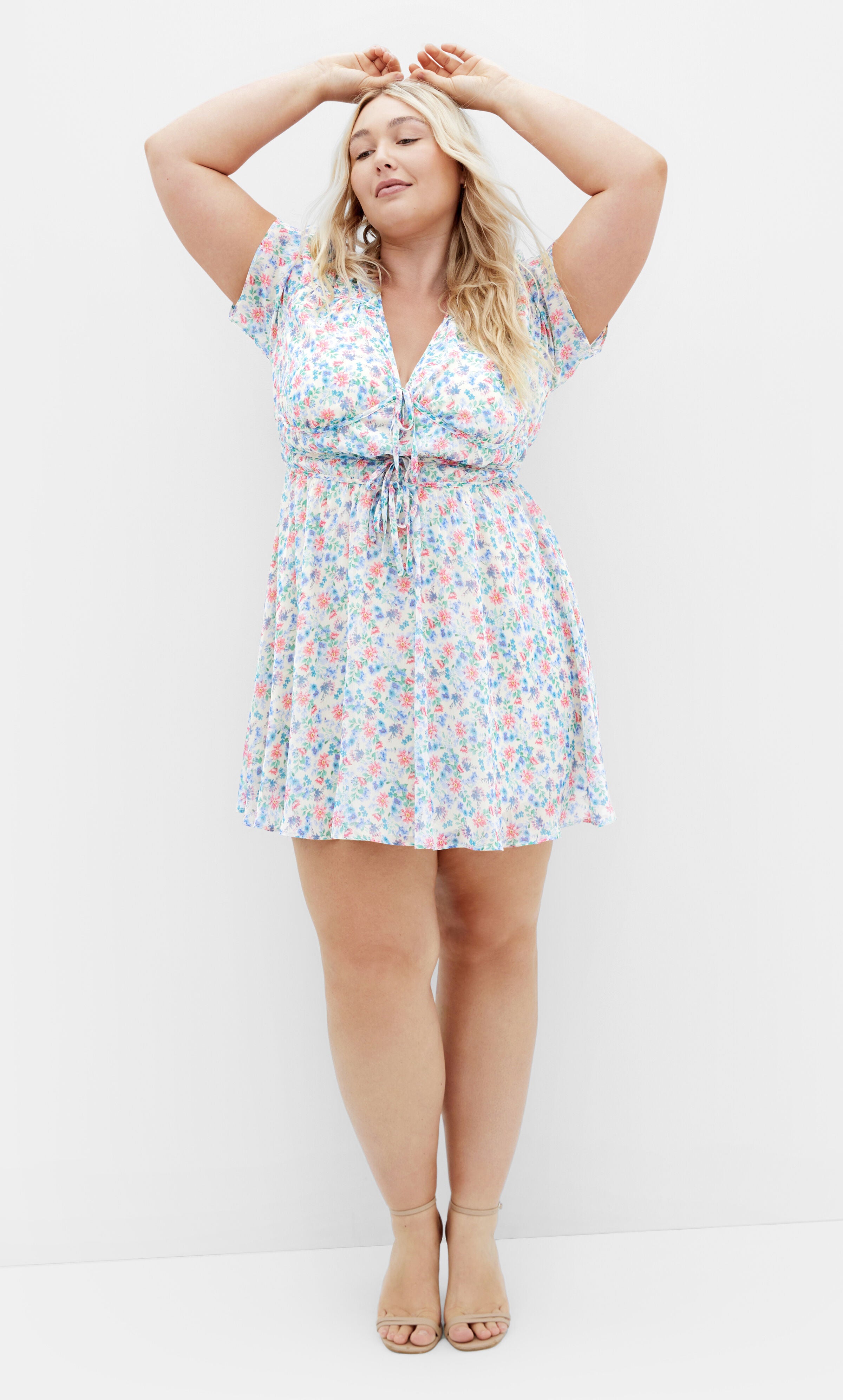 Cara Print Dress - cream, PURPLE, alternate image number 2