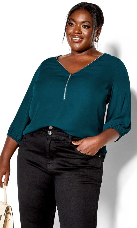 Sexy Fling Elbow Sleeve Top - jade, GREEN, hi-res image number null