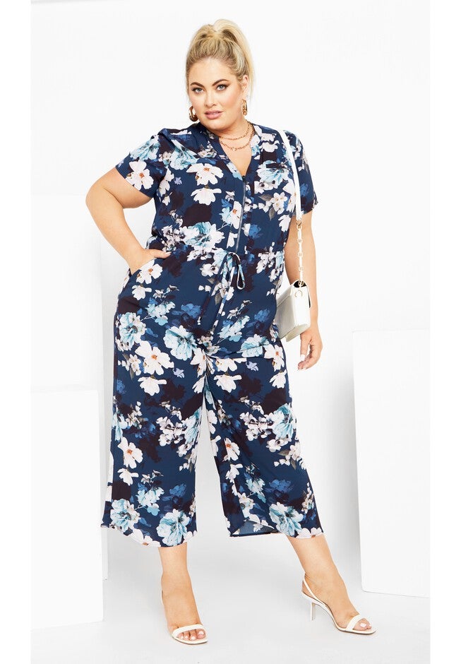 Alycia Print Jumpsuit - navy, BLUE, hi-res image number null