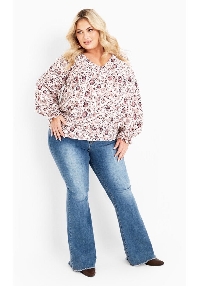 Mylah Shirred Top, FOLK FLORAL, alternate image number 4