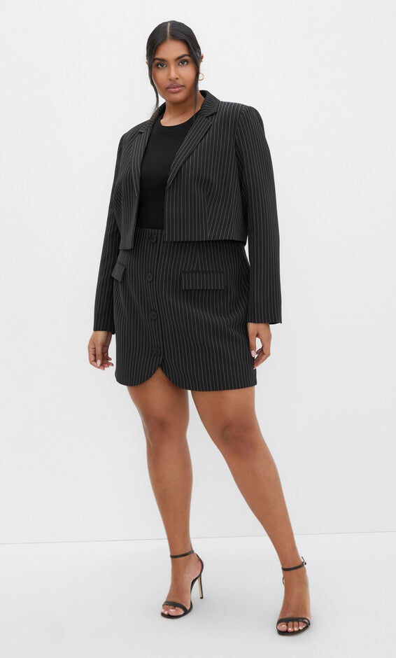 Payton Pinstripe Jacket - black, BLACK, alternate image number null