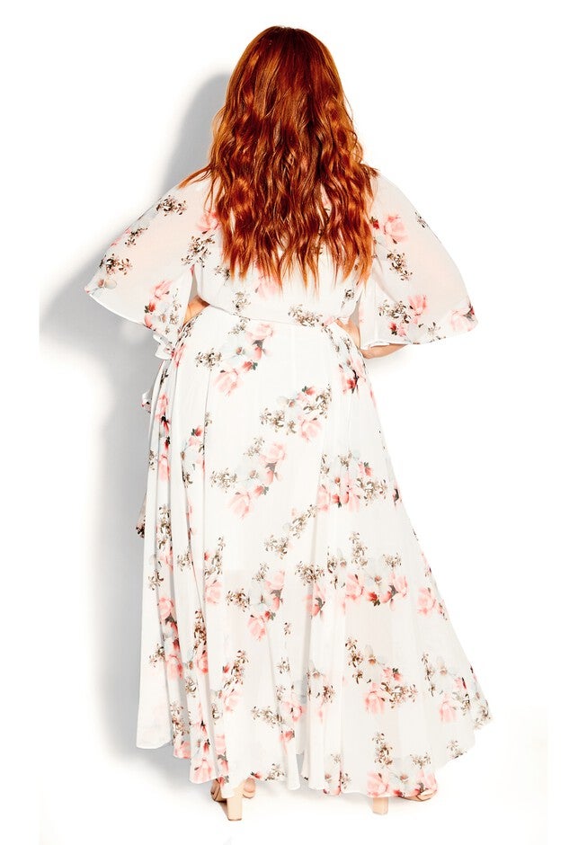 Wrap Lotus Maxi Dress - ivory, WHITE, on-hover image number 1