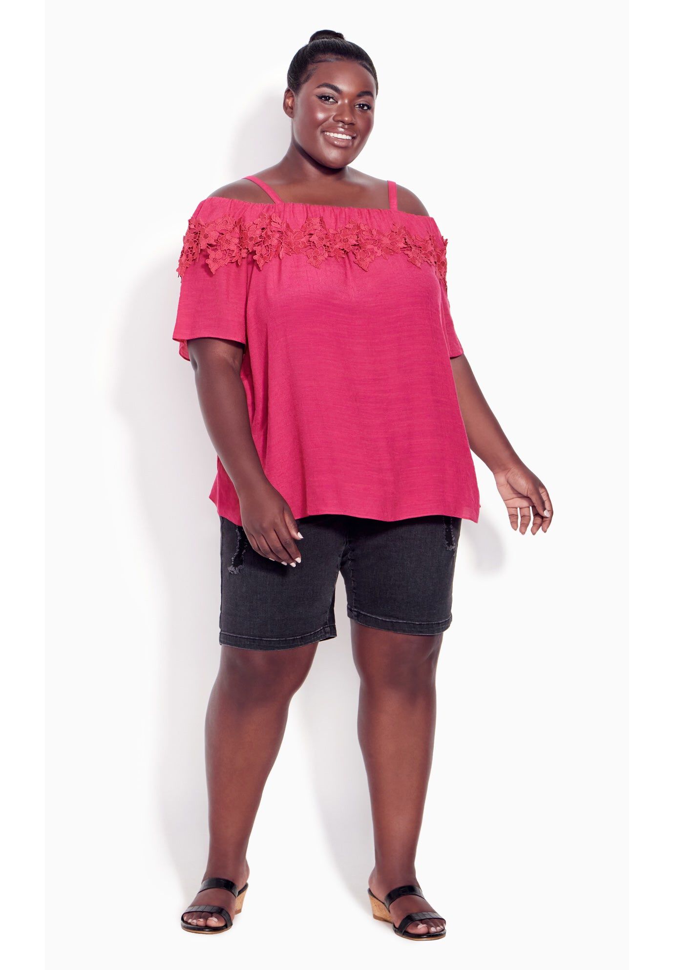 Evie Lace Top, BERRY, hi-res image number 0