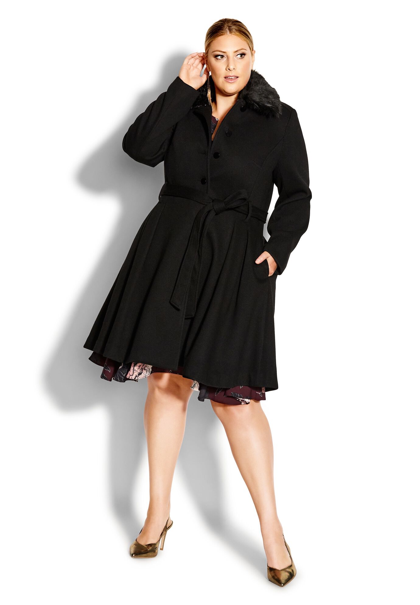 Plus size black dress coat hot sale