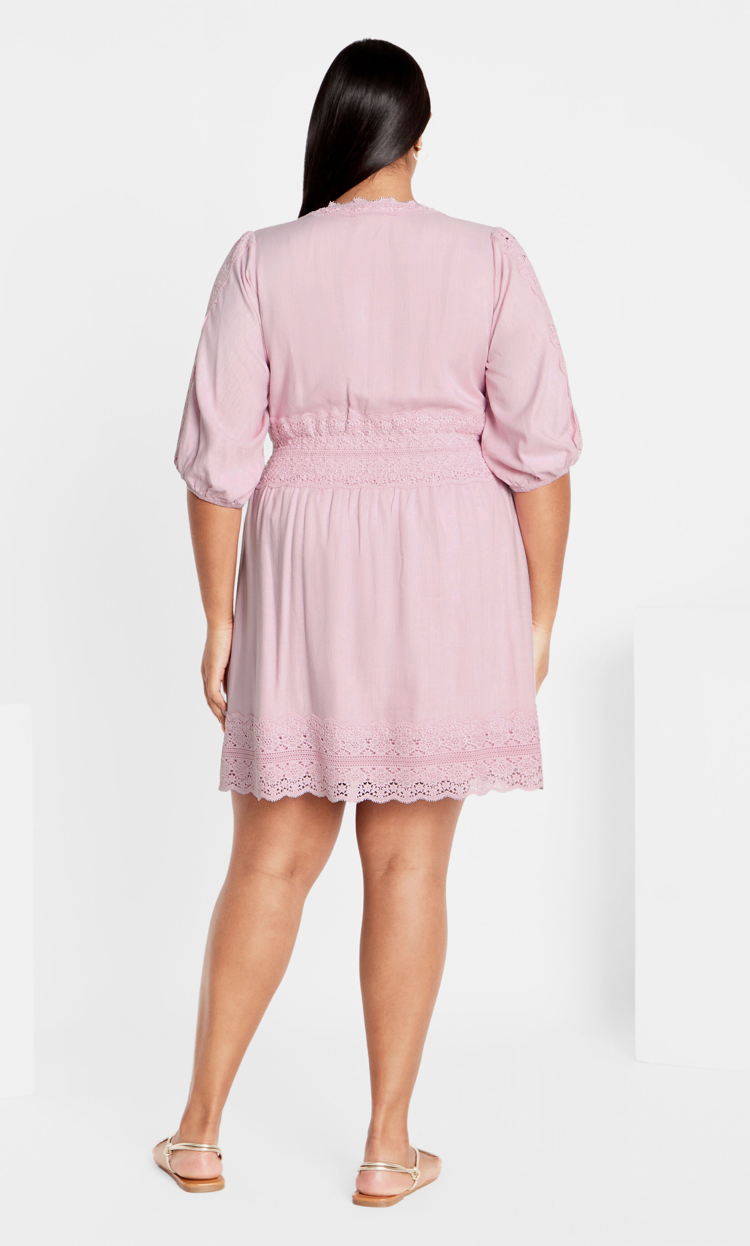 Belle V Neck Mini Dress - pink rose, PURPLE, alternate image number 2