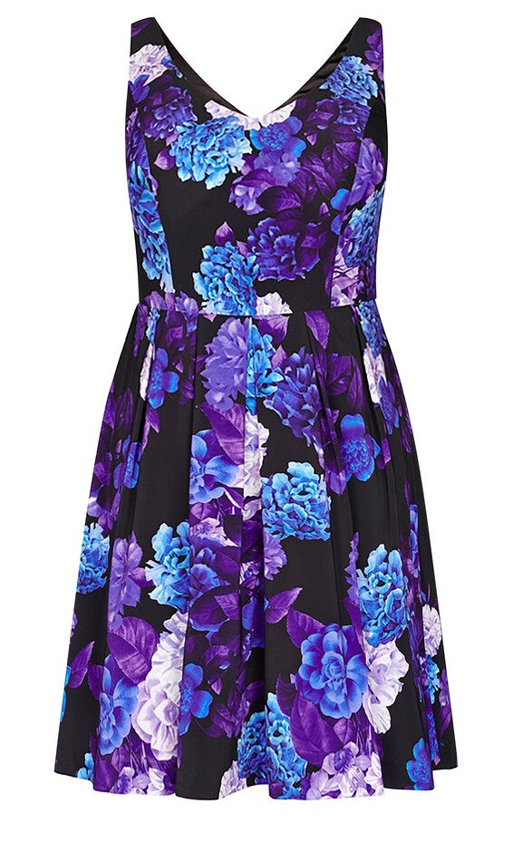 Hydrangea Fit & Flare Dress - black, BLACK, alternate image number null