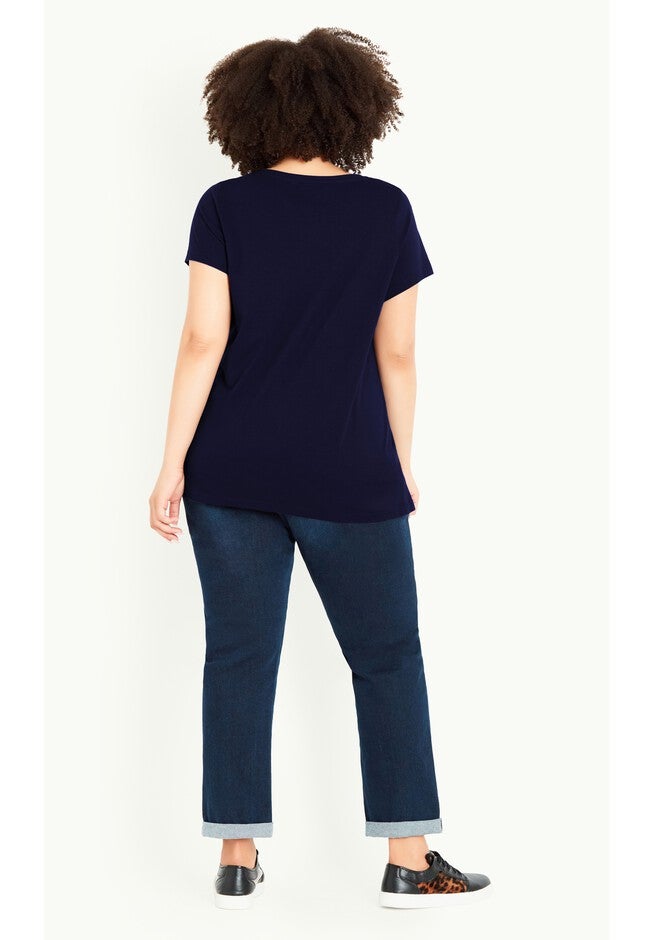 Cotton Gather V Top, NAVY, alternate image number 3