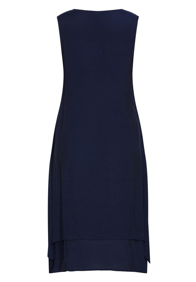 Pleat Button Dress, NAVY, alternate image number 3