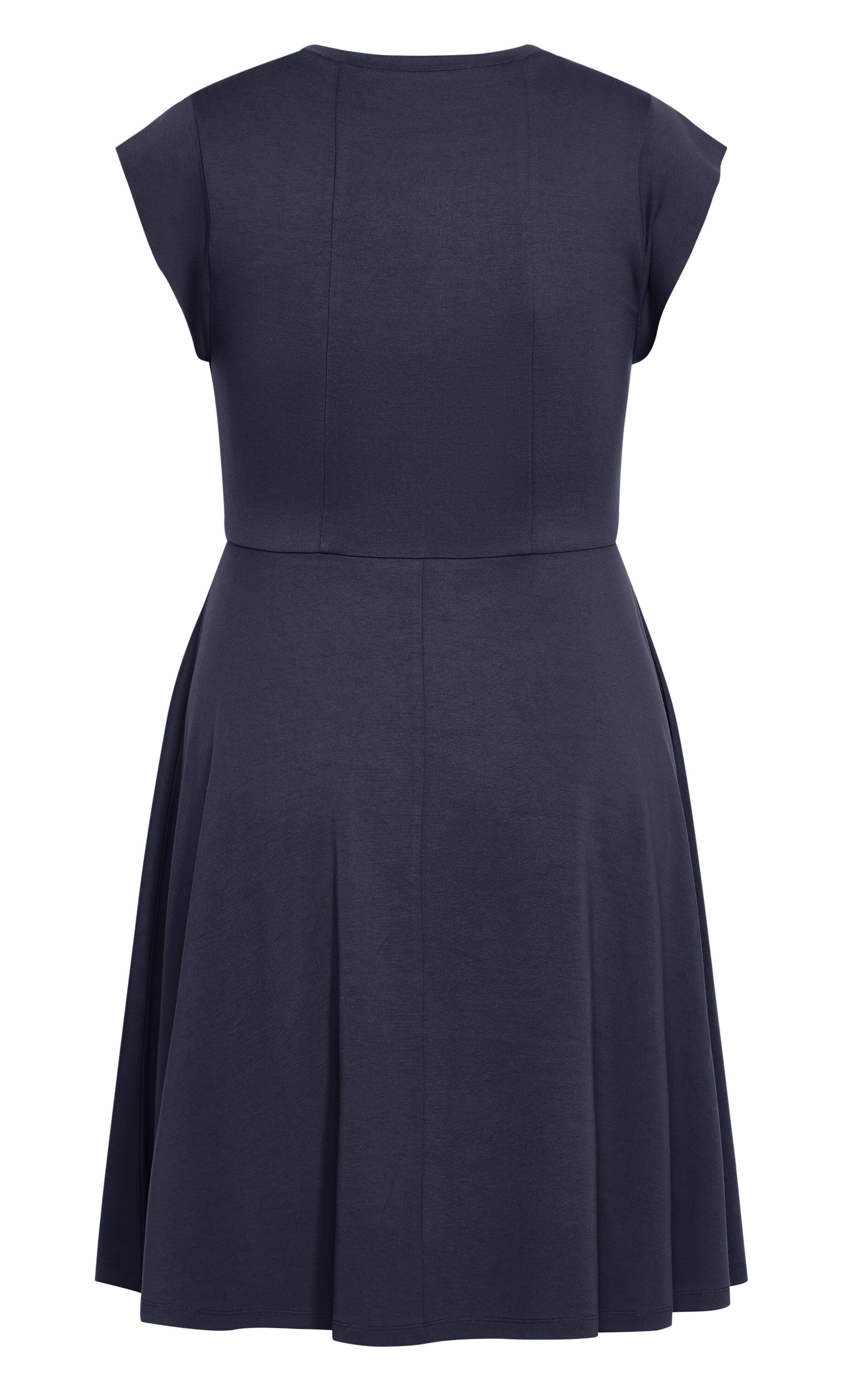 Frill Shoulder Dress - navy, BLUE, alternate image number 5