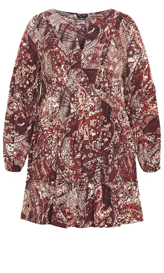 Alinda Mini Print Dress - cocoa, COCOA, alternate image number null