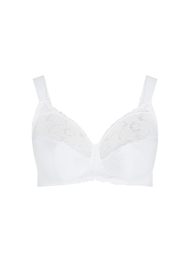 Lace Soft Cup Wire Free Bra, WHITE, alternate image number 2