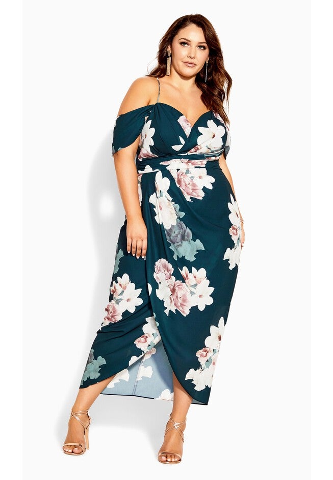 Emerald Floral Maxi Dress - emerald, GREEN, hi-res image number 0