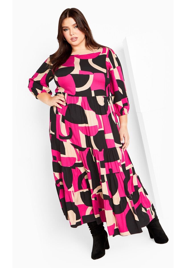 Gia Print Dress, MAGENTA PRINT, hi-res image number null
