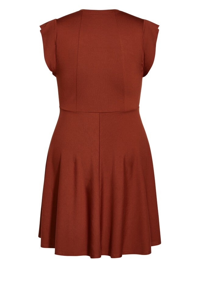 Frill Shoulder Dress - ginger, ORANGE, alternate image number 3