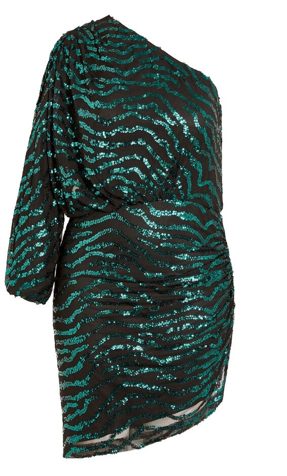 Sequin Stripe Dress - emerald, GREEN, alternate image number 3