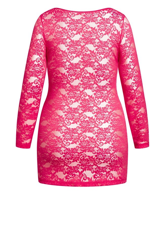 Sheer Lace Chemise - raspberry, PINK, alternate image number 2